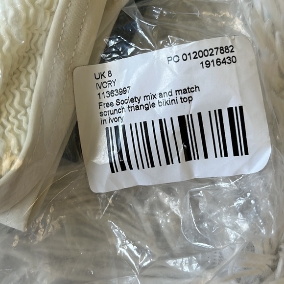 Free Society mix and match scrunch triangle bikini top in ivory size XS - Picture 8 of 15